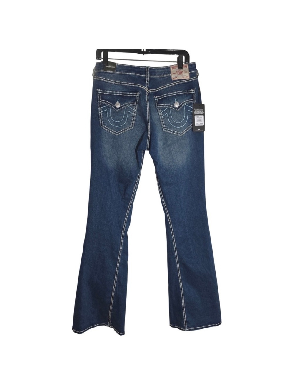 NWT True Religion Joey Big T Flap Pocket Flare Jeans Medium Blue Womens Size 30 - Picture 5 of 6